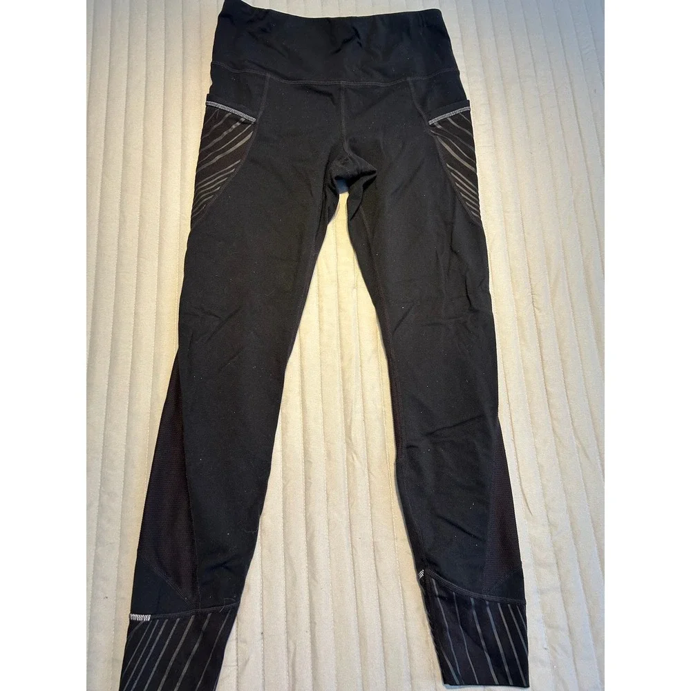 Athleta‎ Women's Black Athletic Leggings High Waist Side Pockets Size S